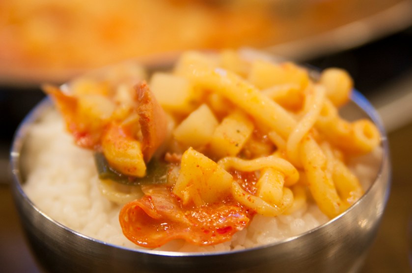 Norbu Budae Jjigae on top of Rice